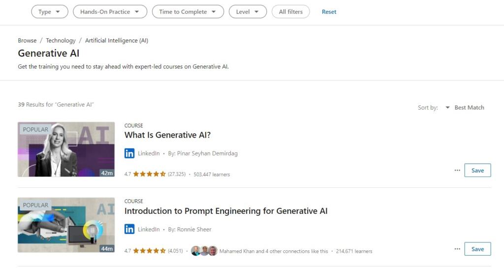 Free Online AI Courses on Linkedin